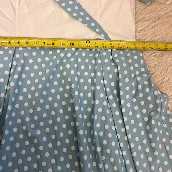 GownTown Women's Pinup 60s Vintage Blue Polkadot Swing Plus Size Dress XXL NWT - Picture 4 of 10